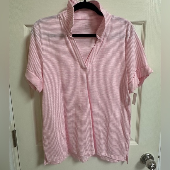Talbots Roll Cuff Johnny Collar Pink Shirt - Picture 1 of 5